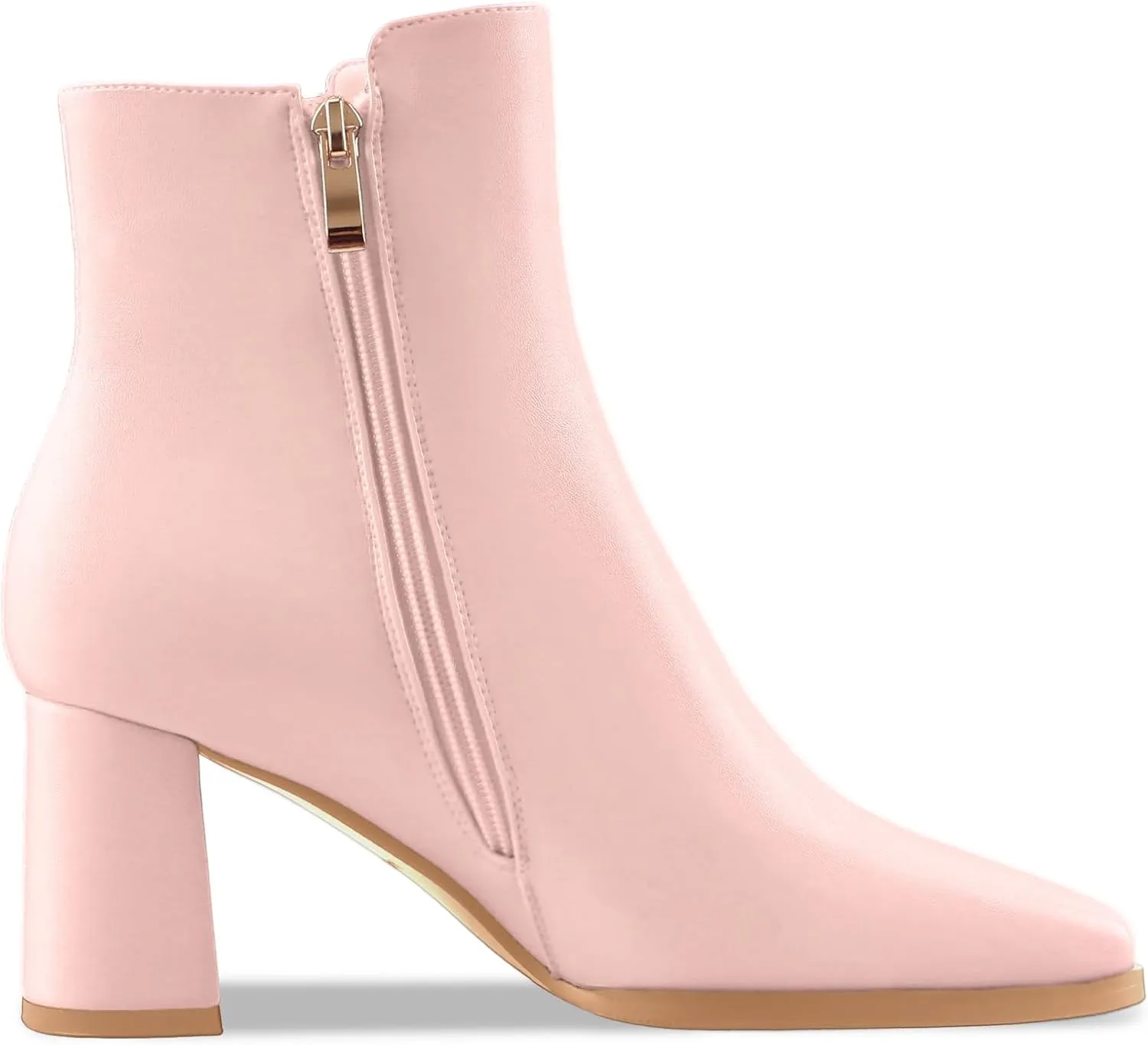 Oh Mispares Women's Chunky Heel Ankle Booties Square Toe Short Block Boots Heeled Shoes Side Zipper Comfortable Closed Toe Heels for Ladies Girls 3 Inches