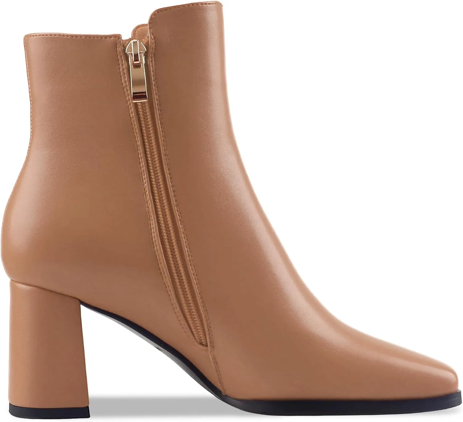 Oh Mispares Women's Chunky Heel Ankle Booties Square Toe Short Block Boots Heeled Shoes Side Zipper Comfortable Closed Toe Heels for Ladies Girls 3 Inches