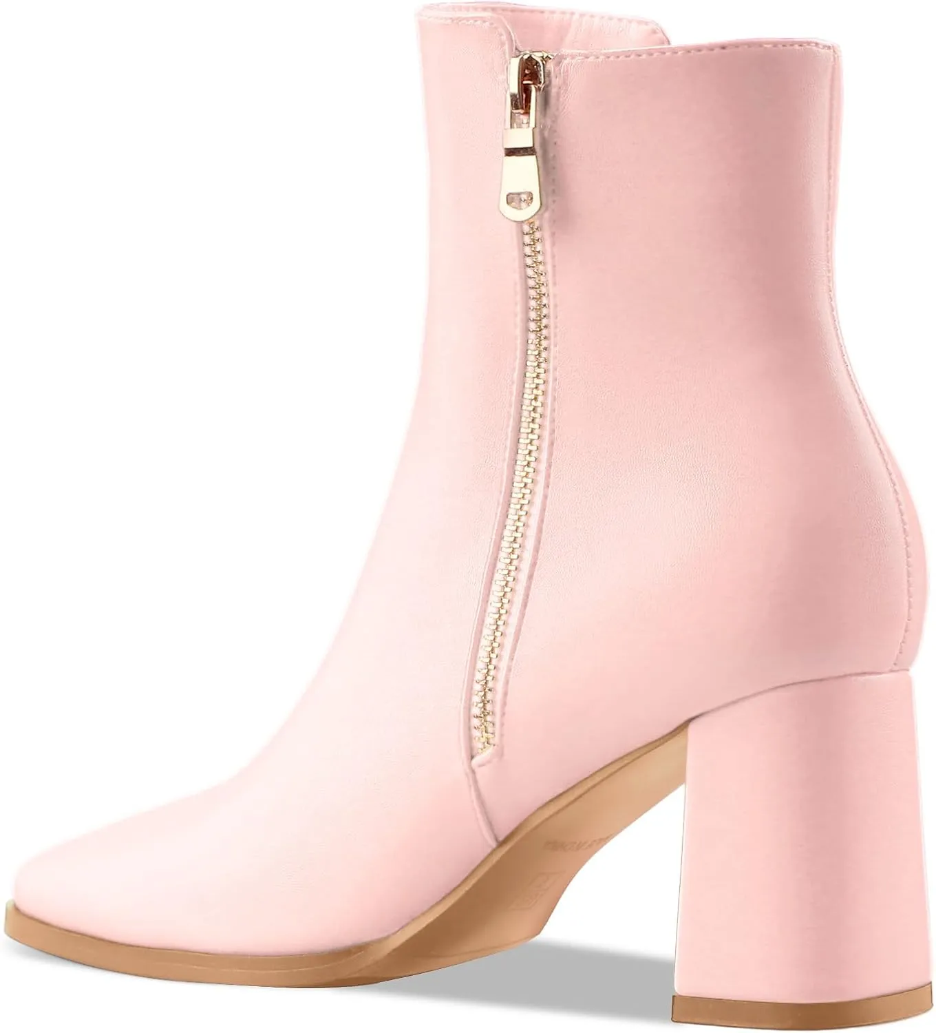 Oh Mispares Women's Chunky Heel Ankle Booties Square Toe Short Block Boots Heeled Shoes Side Zipper Comfortable Closed Toe Heels for Ladies Girls 3 Inches