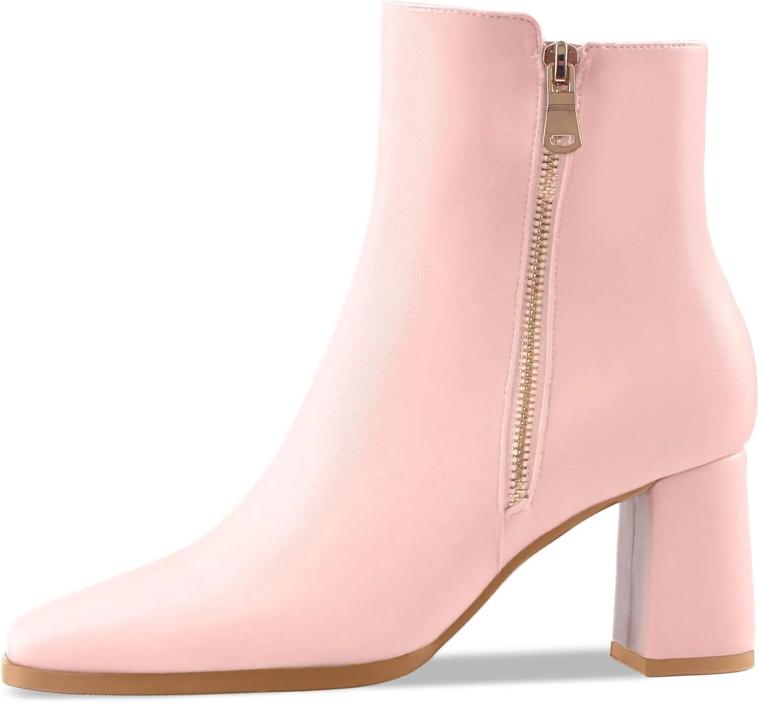 Oh Mispares Women's Chunky Heel Ankle Booties Square Toe Short Block Boots Heeled Shoes Side Zipper Comfortable Closed Toe Heels for Ladies Girls 3 Inches