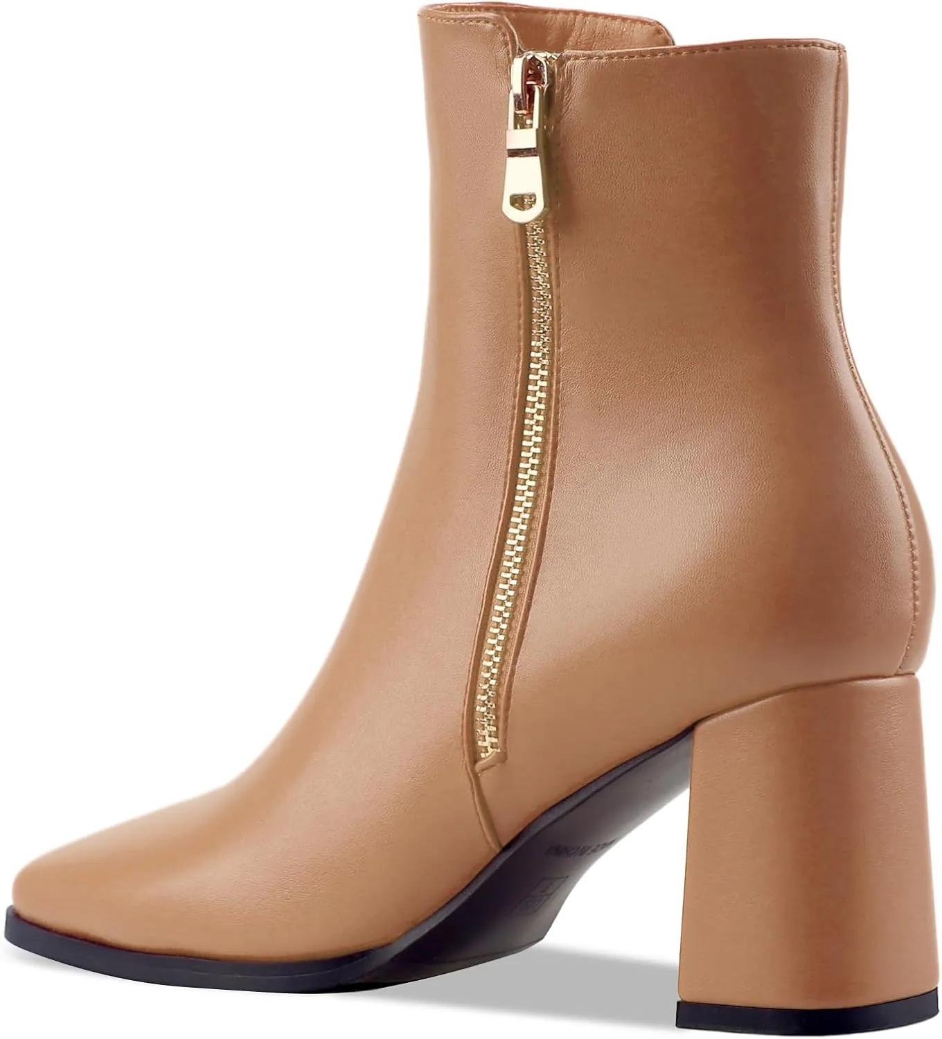 Oh Mispares Women's Chunky Heel Ankle Booties Square Toe Short Block Boots Heeled Shoes Side Zipper Comfortable Closed Toe Heels for Ladies Girls 3 Inches