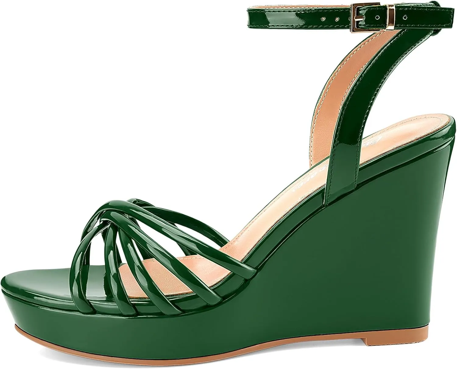 Oh Mispares Women’s Platform Wedge Sandals Open Toe Strappy Dress Shoes Adjustable Ankle Strap Buckle 4 Inch High Heels for Party Wedding and Office