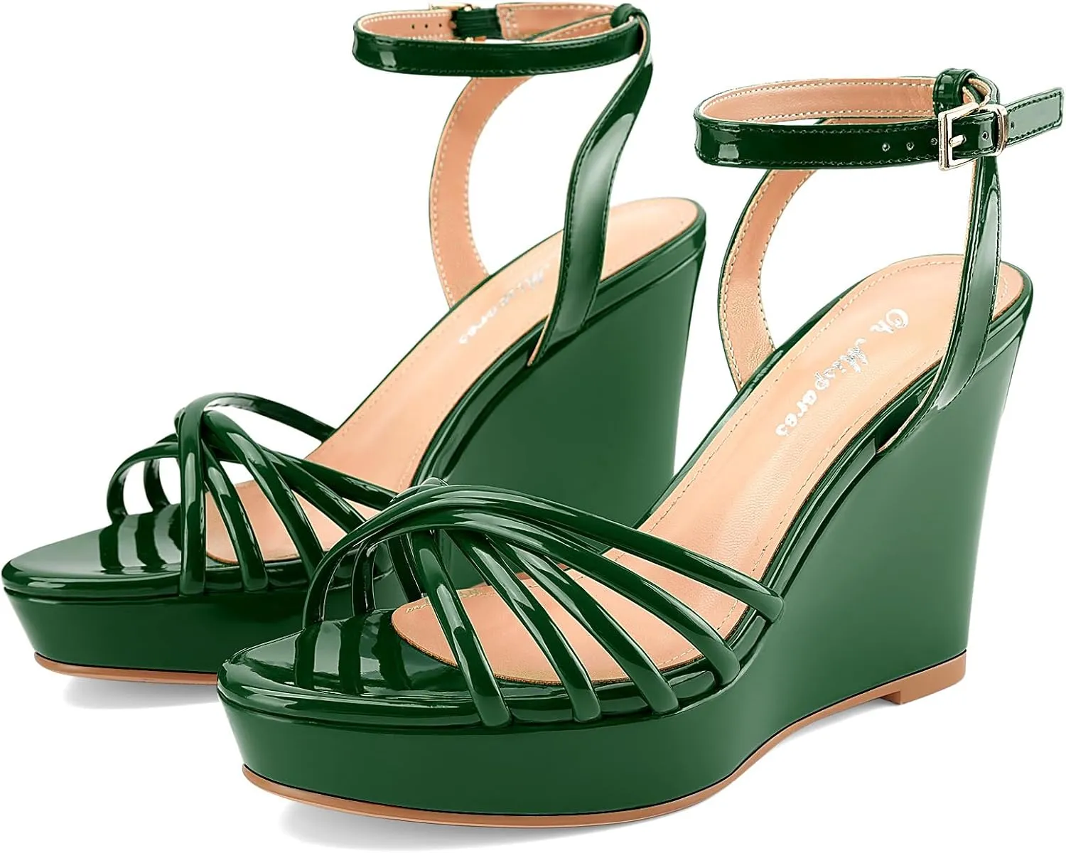 Oh Mispares Women’s Platform Wedge Sandals Open Toe Strappy Dress Shoes Adjustable Ankle Strap Buckle 4 Inch High Heels for Party Wedding and Office