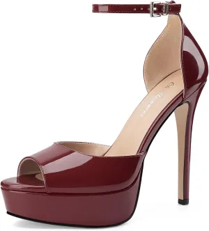 Oh Mispares Women's Stiletto High Heel Sandals Peep Toe Platform Ankle Strap Comfortable Heeled Fashion Sexy Gold Dress Heels for Wedding Evening Party Prom