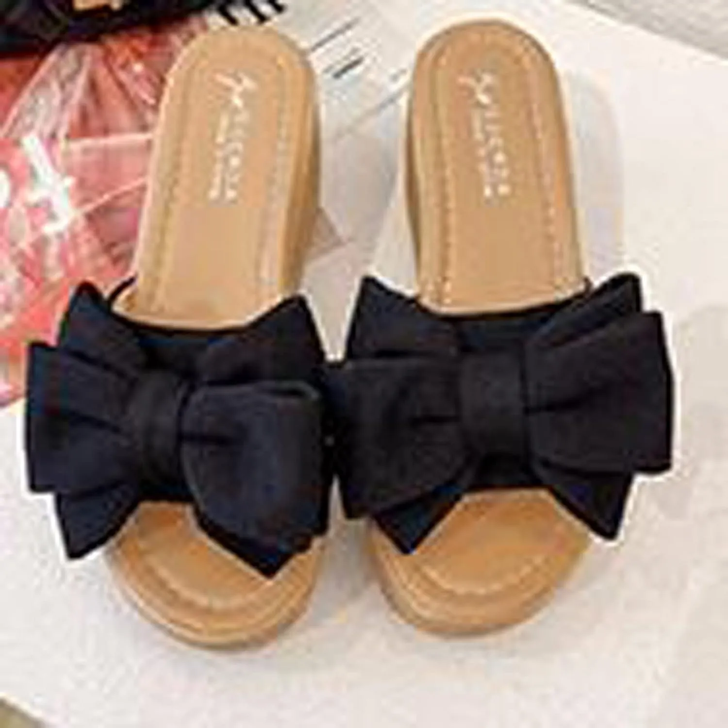 oiangi Sandals for Women Dressy, 2021 Comfy Bow Flats Casual Platform Slope Heels Summer Beach Flip Flops Slippers