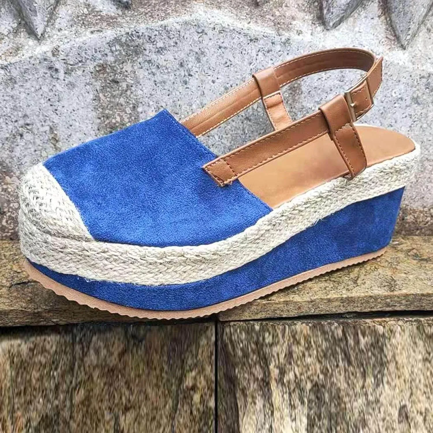 oiangi Women's Platform & Wedge Sandals Casual Summer Straps Buckle Slingback Baotou Closed Toes Heeled Sandals Comfy Boho Beach Shoes Sandalias Cuña
