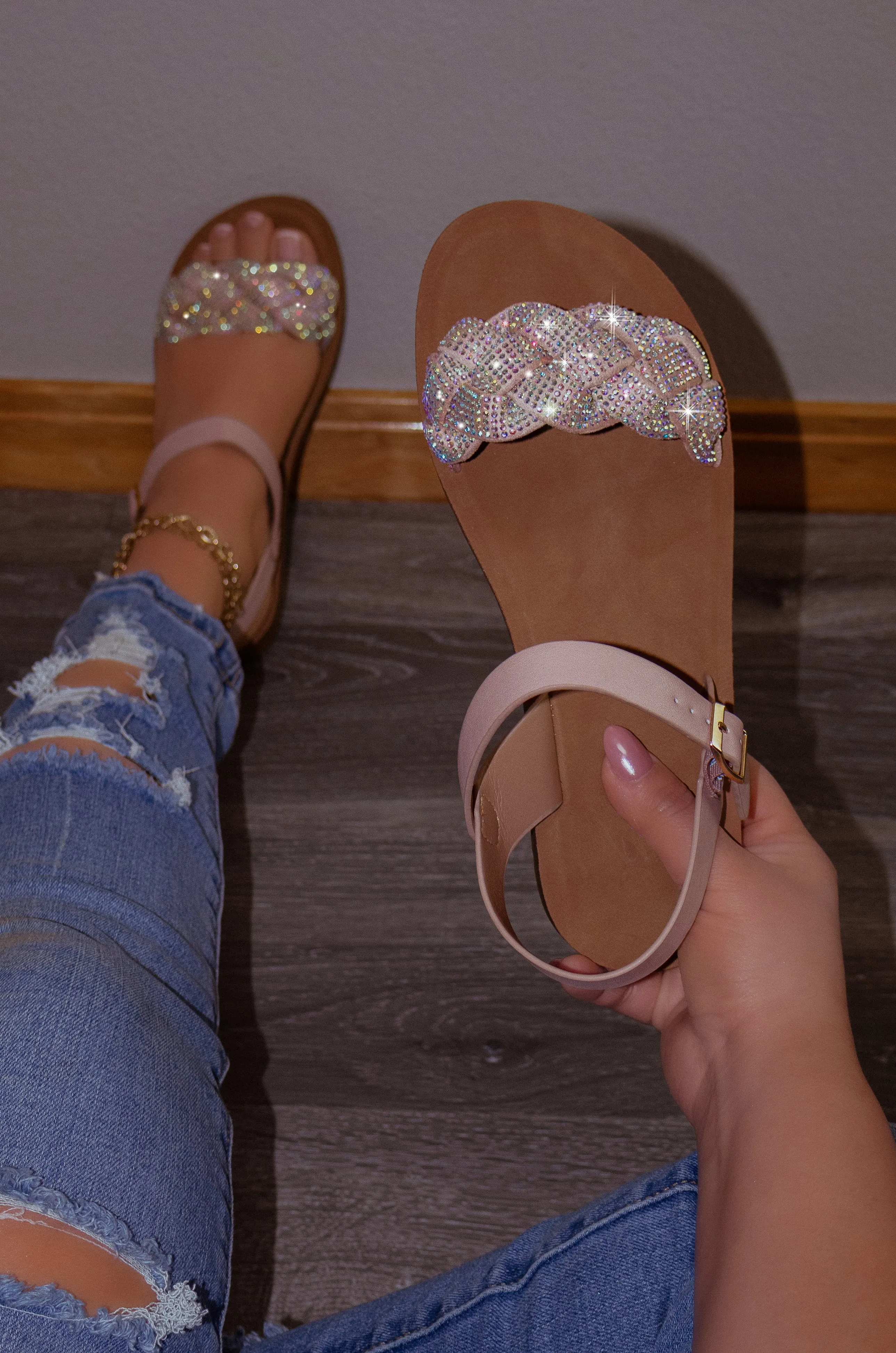 Orion - Embellished Straps Platform Sandals, Front Braided Strap Detail, Comfort Sole, Trendy Summer Footwear, Stylish & Lightweight Design