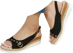 Orthopedic Wedge Sandals for Women Dressy Summer,Open Toe Strap Platform Ankle Sandals Arch Support Low Heel Slip on Sandals Beach Dress Sandals Walking Strappy Slip on Sandals