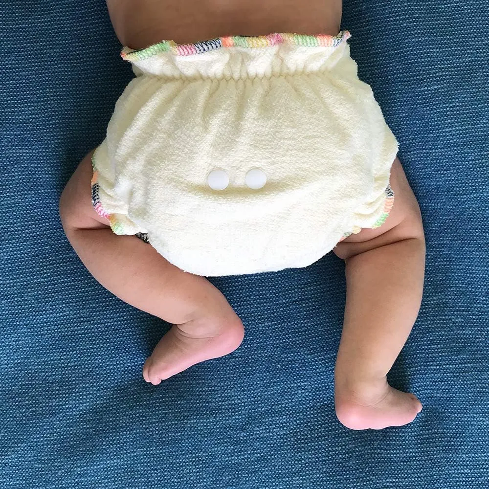 Overnight Hemp Fitted Cloth Diaper: Adjustable One-Size with Snap Buttons and 2 Cotton Hemp Inserts, Unisex Baby (2-Pack)