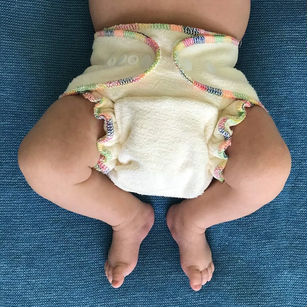 Overnight Hemp Fitted Cloth Diaper: Adjustable One-Size with Snap Buttons and 2 Cotton Hemp Inserts, Unisex Baby (2-Pack)