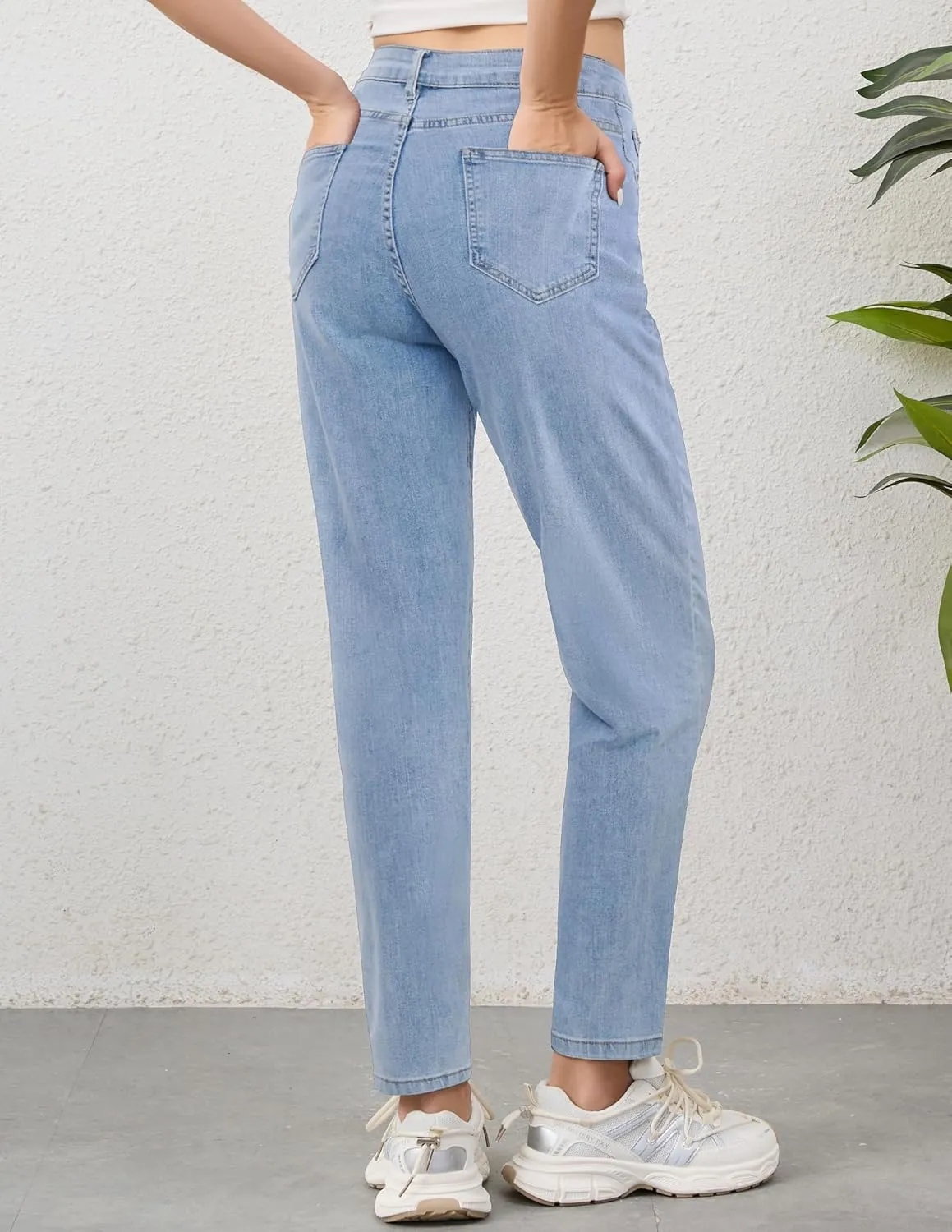 PACBREEZE Women's Boyfriend Jeans High-Rise Comfy Stretch Relaxed Casual Denim Pants with 5 Pockets, 4-18