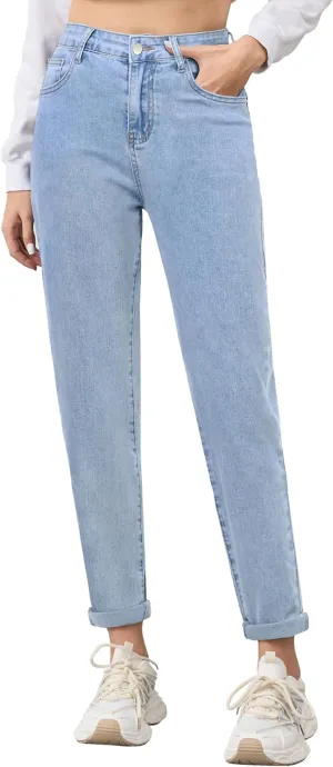 PACBREEZE Women's Boyfriend Jeans High-Rise Comfy Stretch Relaxed Casual Denim Pants with 5 Pockets, 4-18