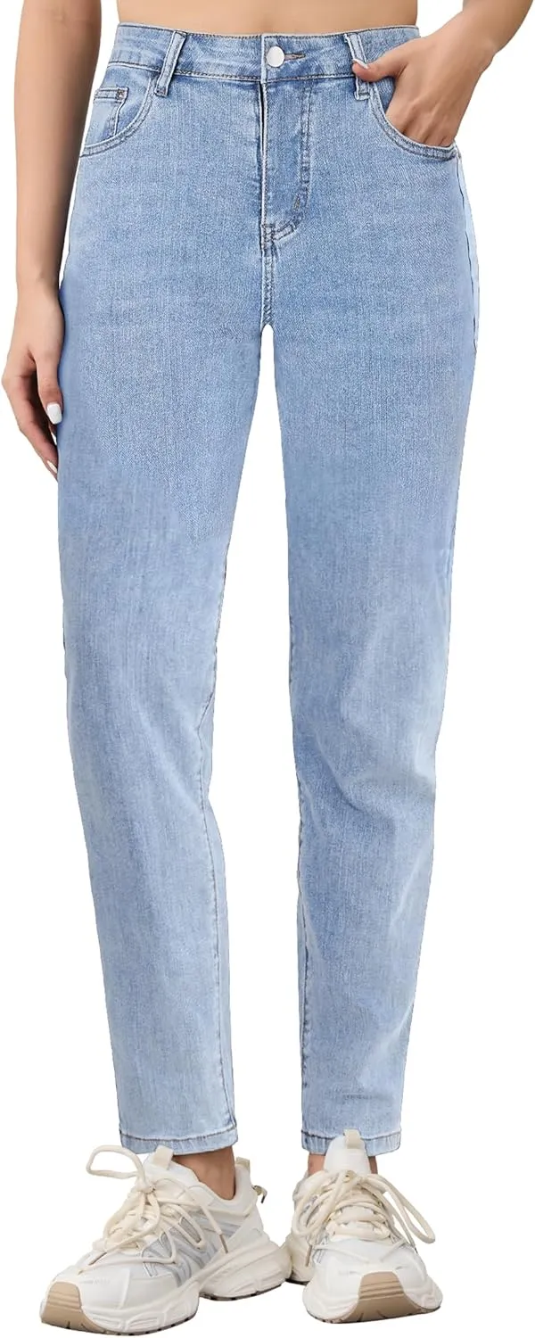 PACBREEZE Women's Boyfriend Jeans High-Rise Comfy Stretch Relaxed Casual Denim Pants with 5 Pockets, 4-18