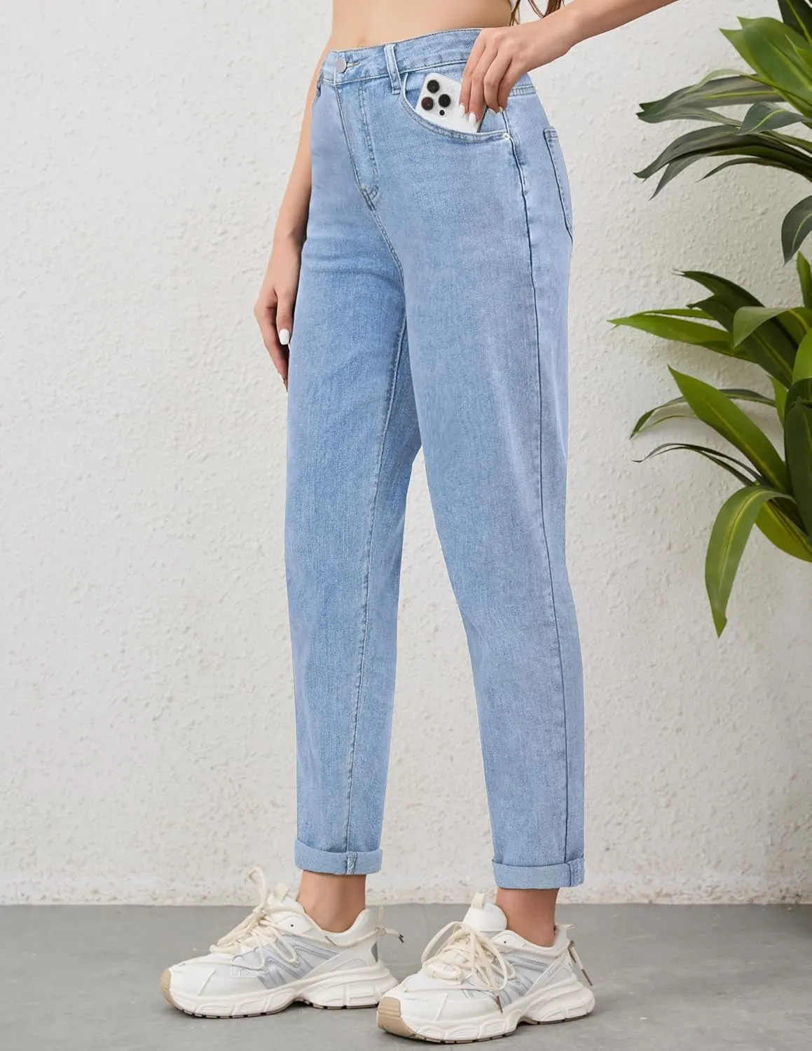 PACBREEZE Women's Boyfriend Jeans High-Rise Comfy Stretch Relaxed Casual Denim Pants with 5 Pockets, 4-18