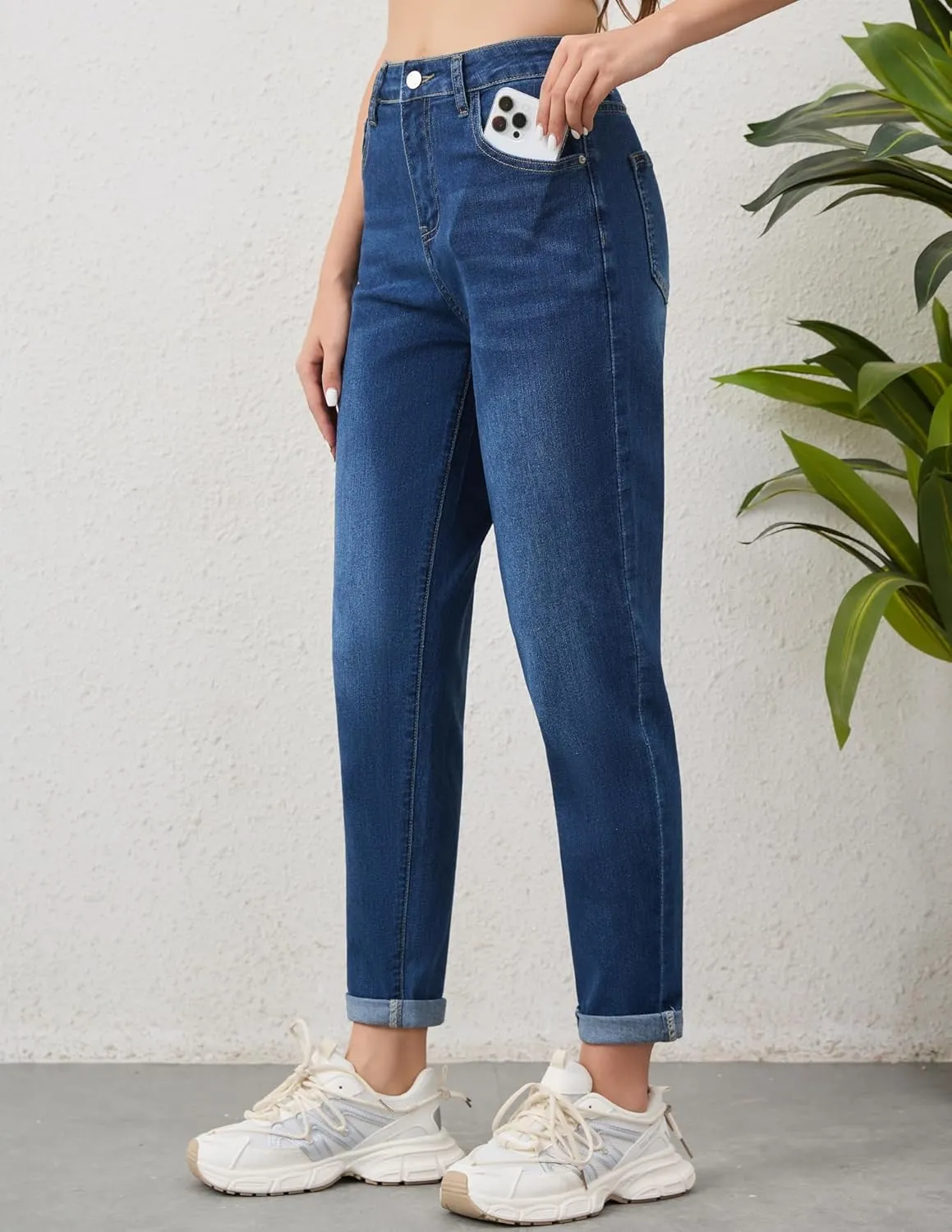 PACBREEZE Women's Boyfriend Jeans High-Rise Comfy Stretch Relaxed Casual Denim Pants with 5 Pockets, 4-18
