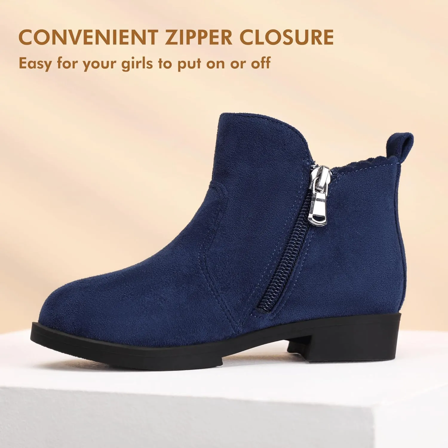 PANDANINJIA Toddler/Little Kid Girl's Clara Fashion Short Ankle Boots Pearls Bow Dress Booties with Zipper