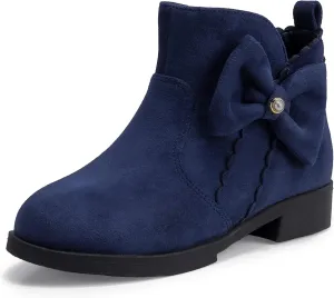 PANDANINJIA Toddler/Little Kid Girl's Clara Fashion Short Ankle Boots Pearls Bow Dress Booties with Zipper