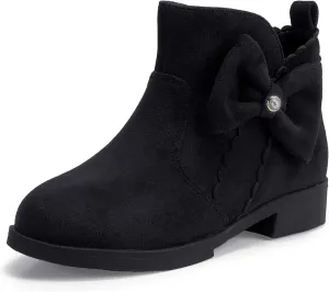 PANDANINJIA Toddler/Little Kid Girl's Clara Fashion Short Ankle Boots Pearls Bow Dress Booties with Zipper