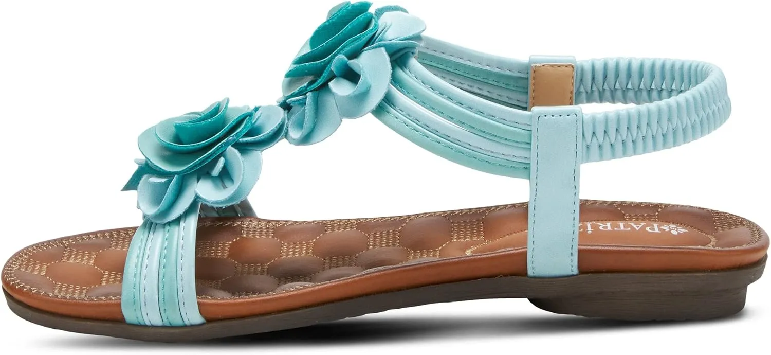 PATRIZIA Spring Step Nectarine Sandals for Womens - Ladies Sandals with Chic Flower Grabbing t-Straps - Casuals Womens Sandals with Stretch Back Strap