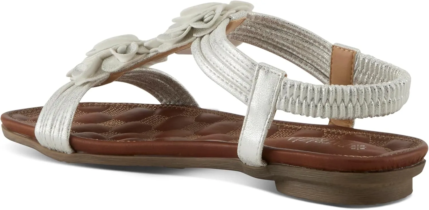 PATRIZIA Spring Step Nectarine Sandals for Womens - Ladies Sandals with Chic Flower Grabbing t-Straps - Casuals Womens Sandals with Stretch Back Strap