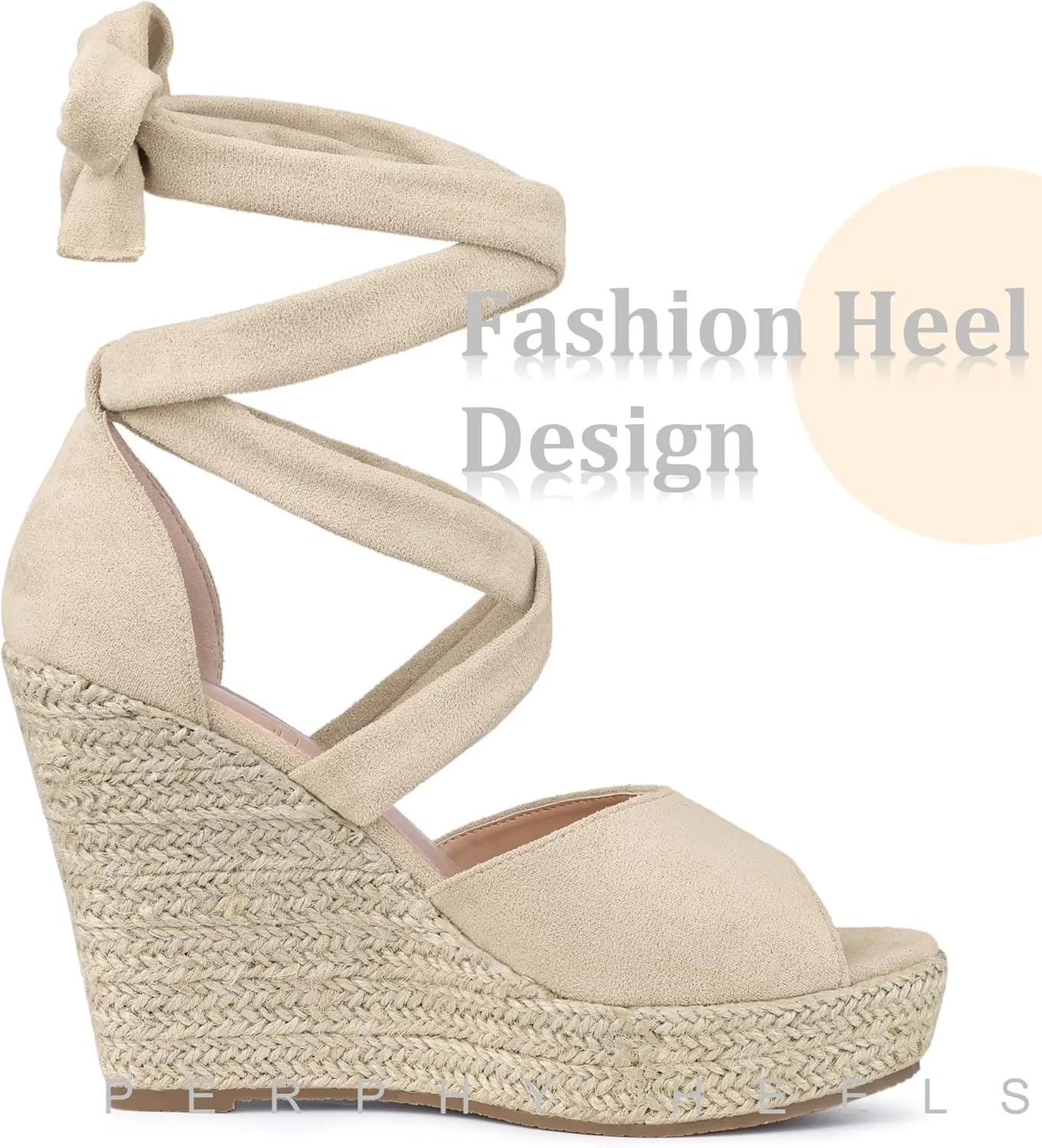 Perphy Lace Up Espadrilles Wedge Heels Sandals for Women