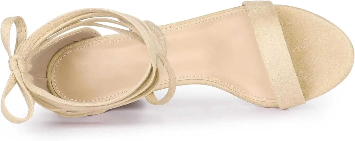 Perphy Open Toe Lace Up Tie up Chunky Heeled Sandals for Women