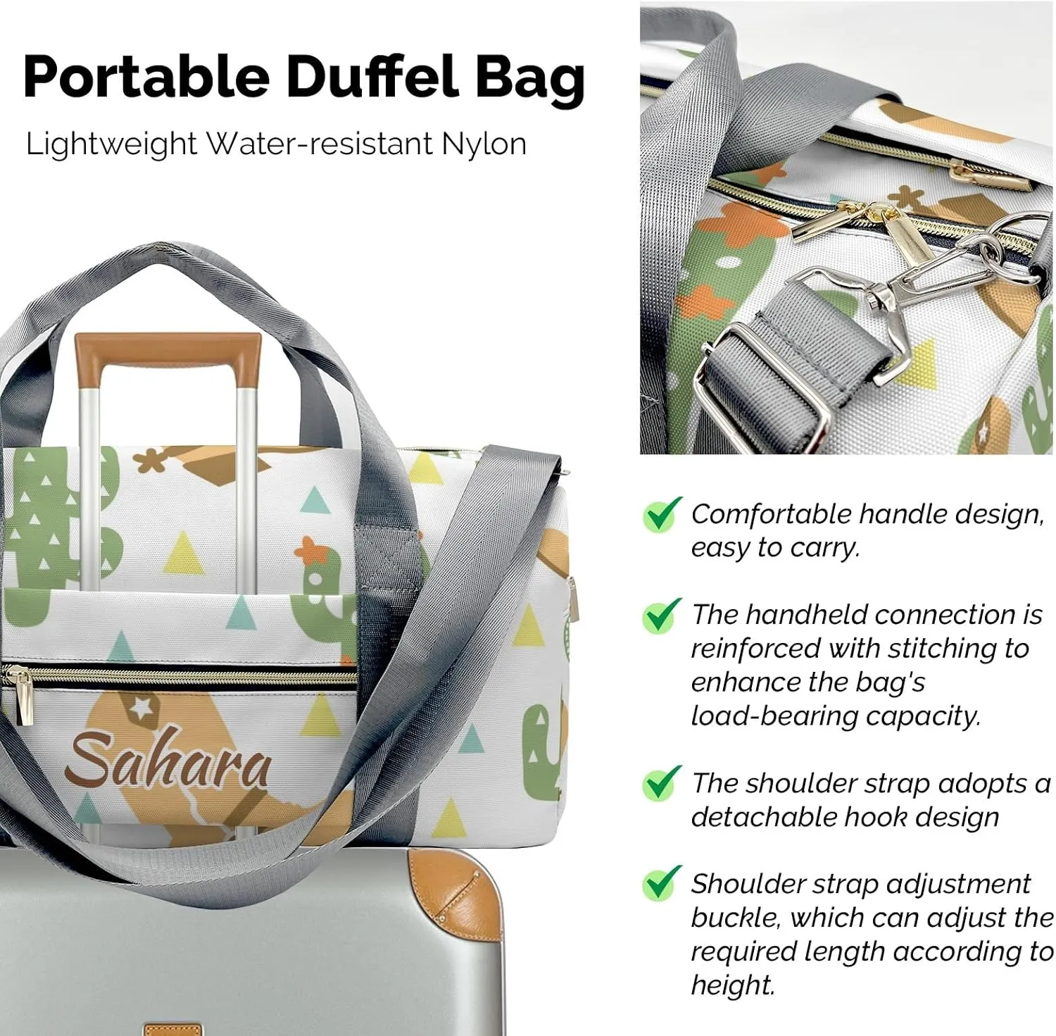 Personalized Wild West Cowboy Boots and Cactuses Custom Multi-functional Travel Bag, Unisex Portable Duffel Bag, Short Distance Travel Assistant