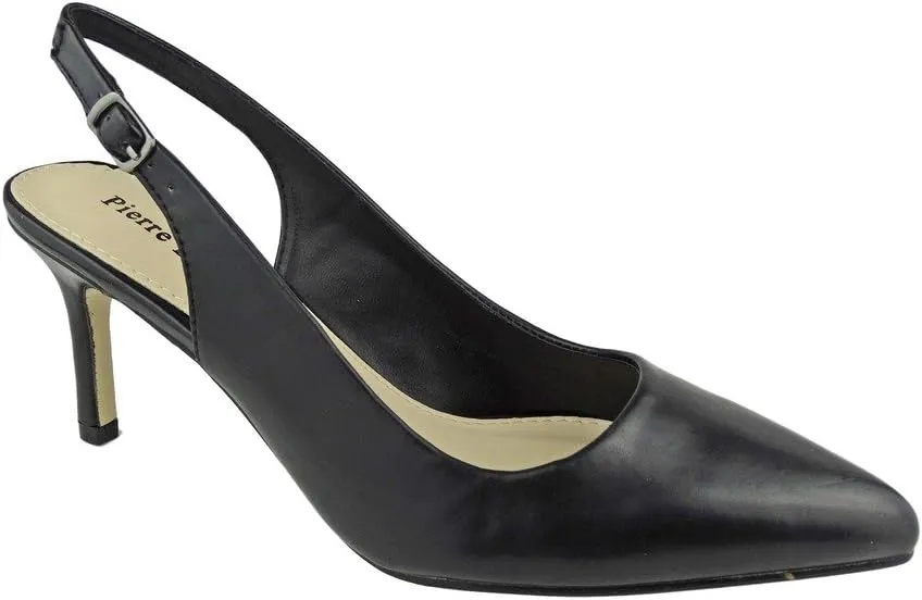 Pierre Dumas Women's Paris-8 Vegan Leather Pointed-Toe Slingback Dress Pump Stiletto Heels