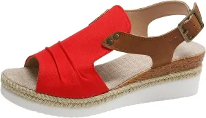 Platform Sandals Women Trendy Open Toes Sandal Adjustable Strap Platform Wedge Slide Casual Holiday Flat Footwear