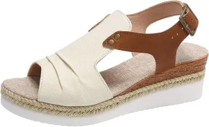 Platform Sandals Women Trendy Open Toes Sandal Adjustable Strap Platform Wedge Slide Casual Holiday Flat Footwear