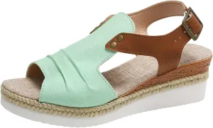 Platform Sandals Women Trendy Open Toes Sandal Adjustable Strap Platform Wedge Slide Casual Holiday Flat Footwear