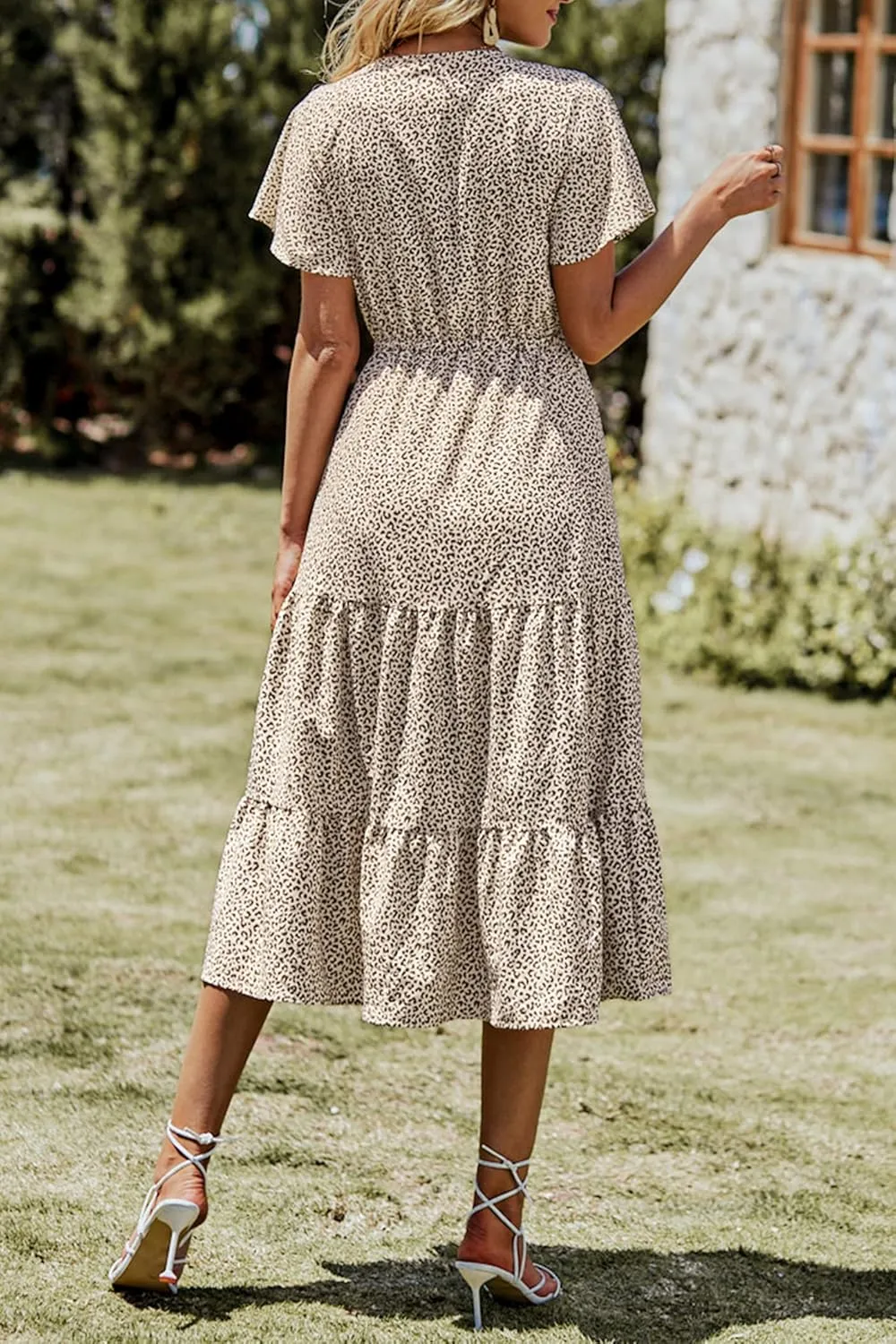 PRETTYGARDEN Summer Floral Dress for Women 2025 Casual Boho Short Sleeve Maxi Dresses V Neck Tiered Flowy Beach Sundress