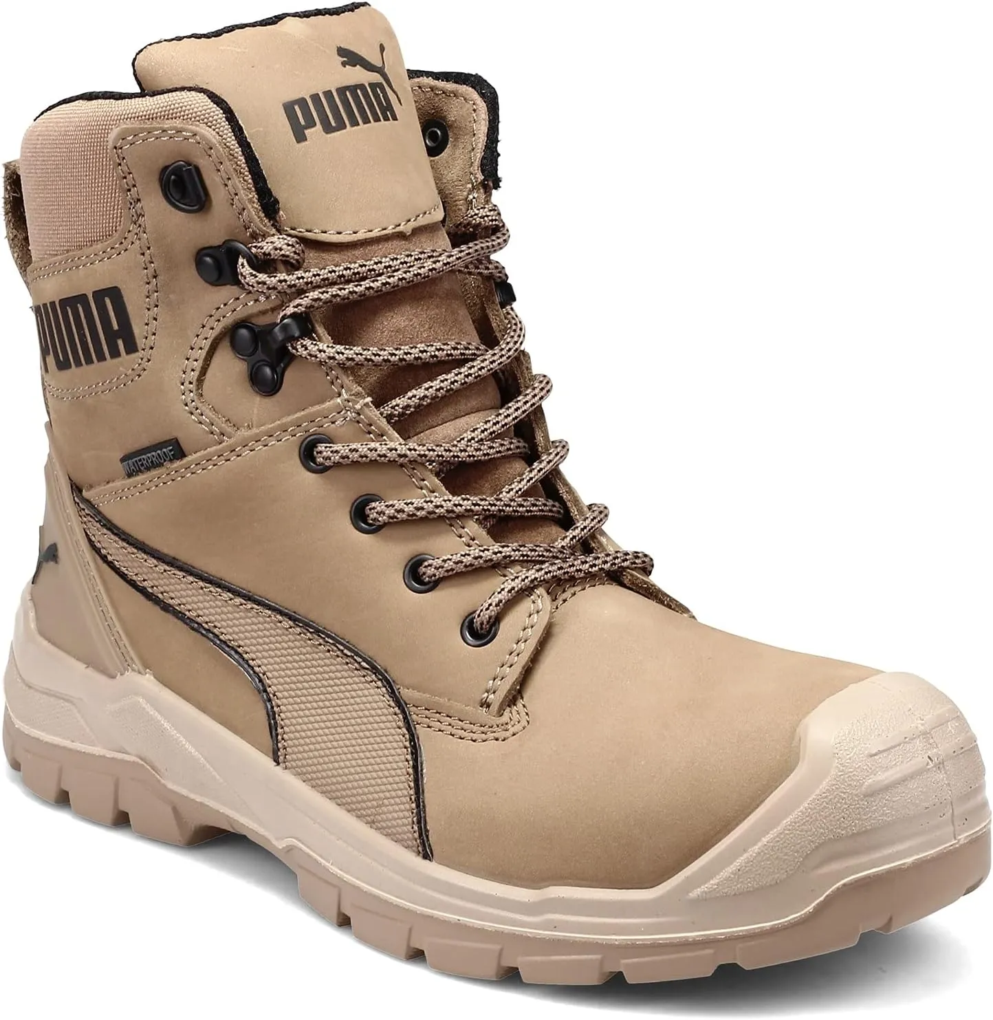 PUMA Men's Conquest Waterproof Composite Toe EH Zip Industrial Shoe, Stone, 13 Wide