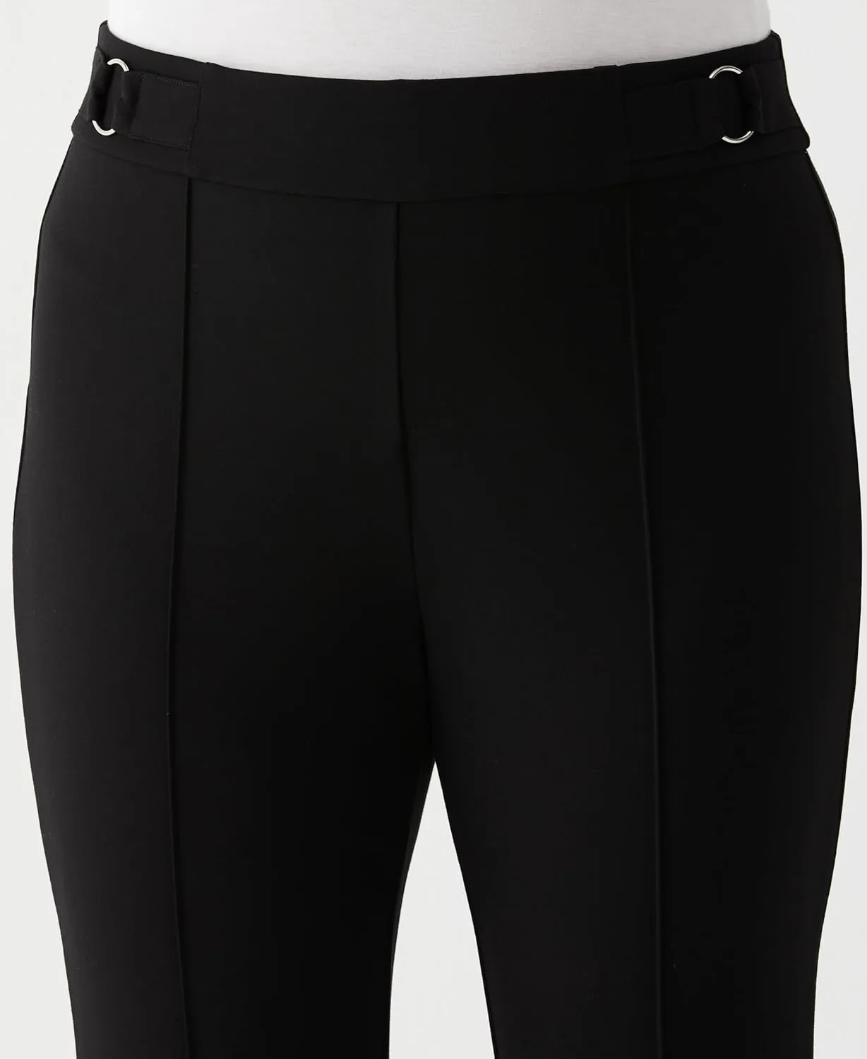 Rafaella Women's 28" Plus Size Ankle Pant with Hardware, Pull-on Waist with Slimming Panel, Stretch, Classic Fit