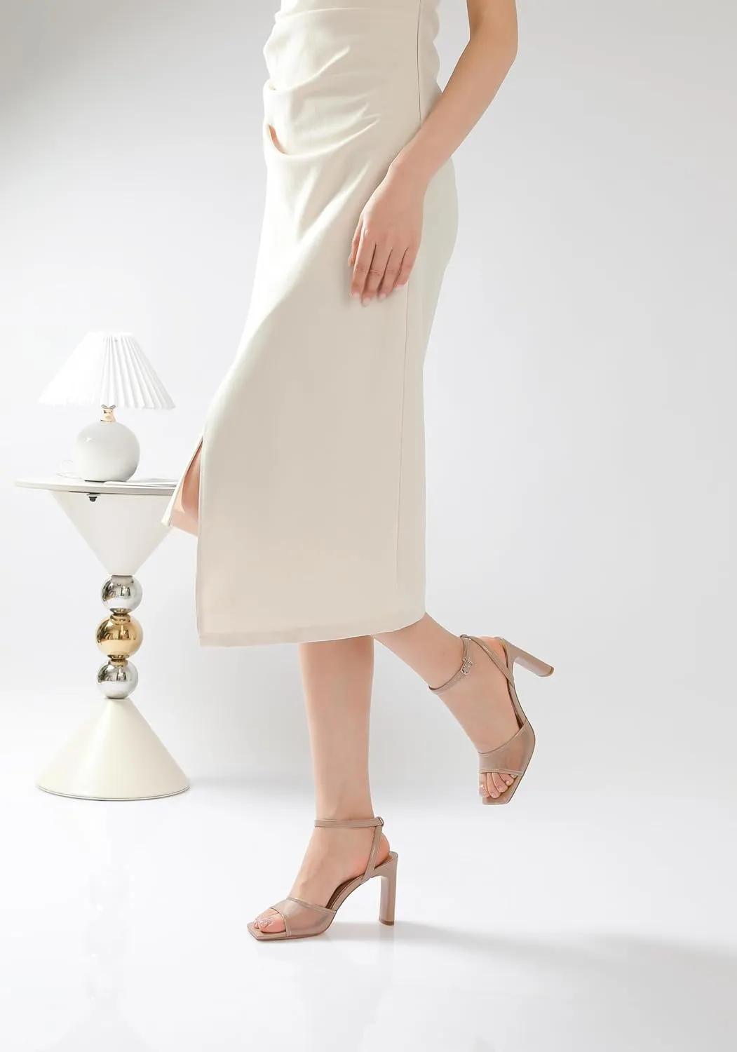 Reitoye Womens Heels Square Open Toe Chunky High Heels Strappy Ankle Strap Heeled Sandals for Women Dress Party Wedding
