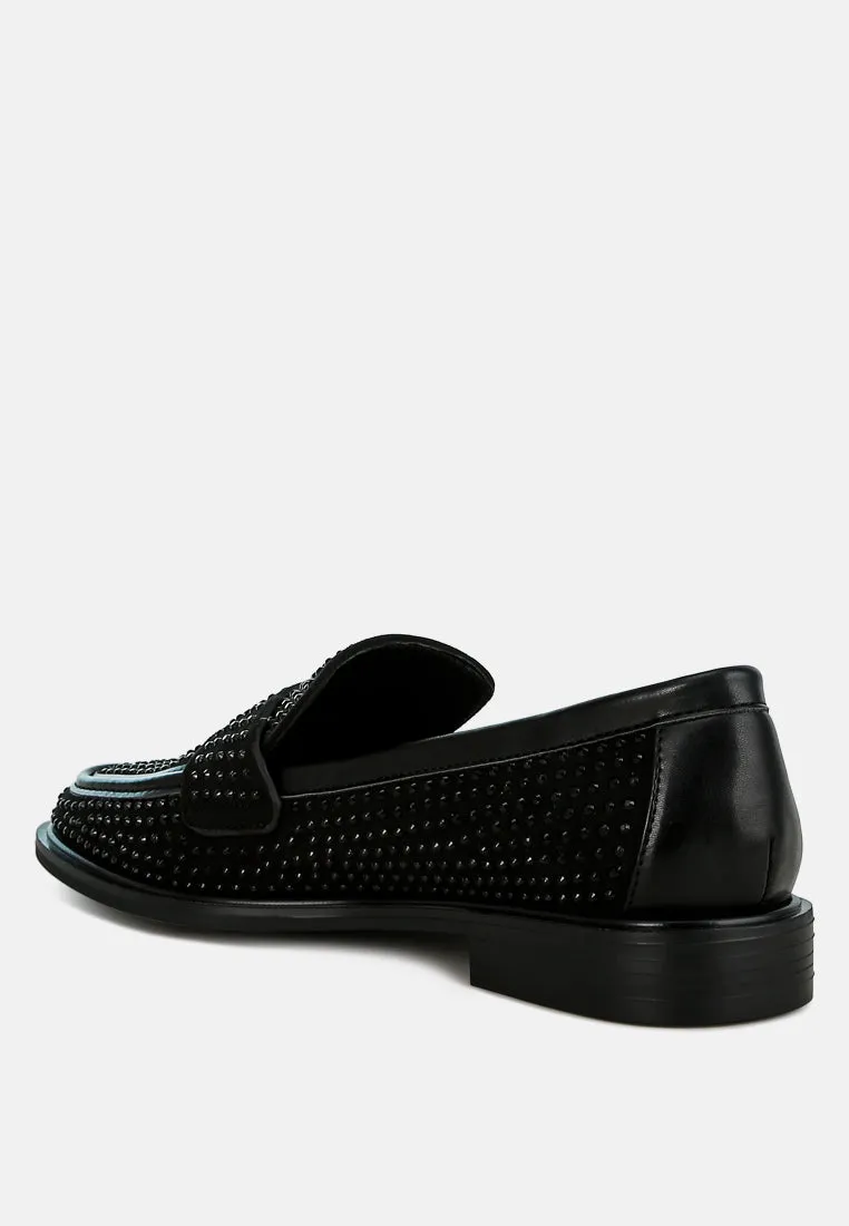 Rhinestones Embellished Loafers By Ruw