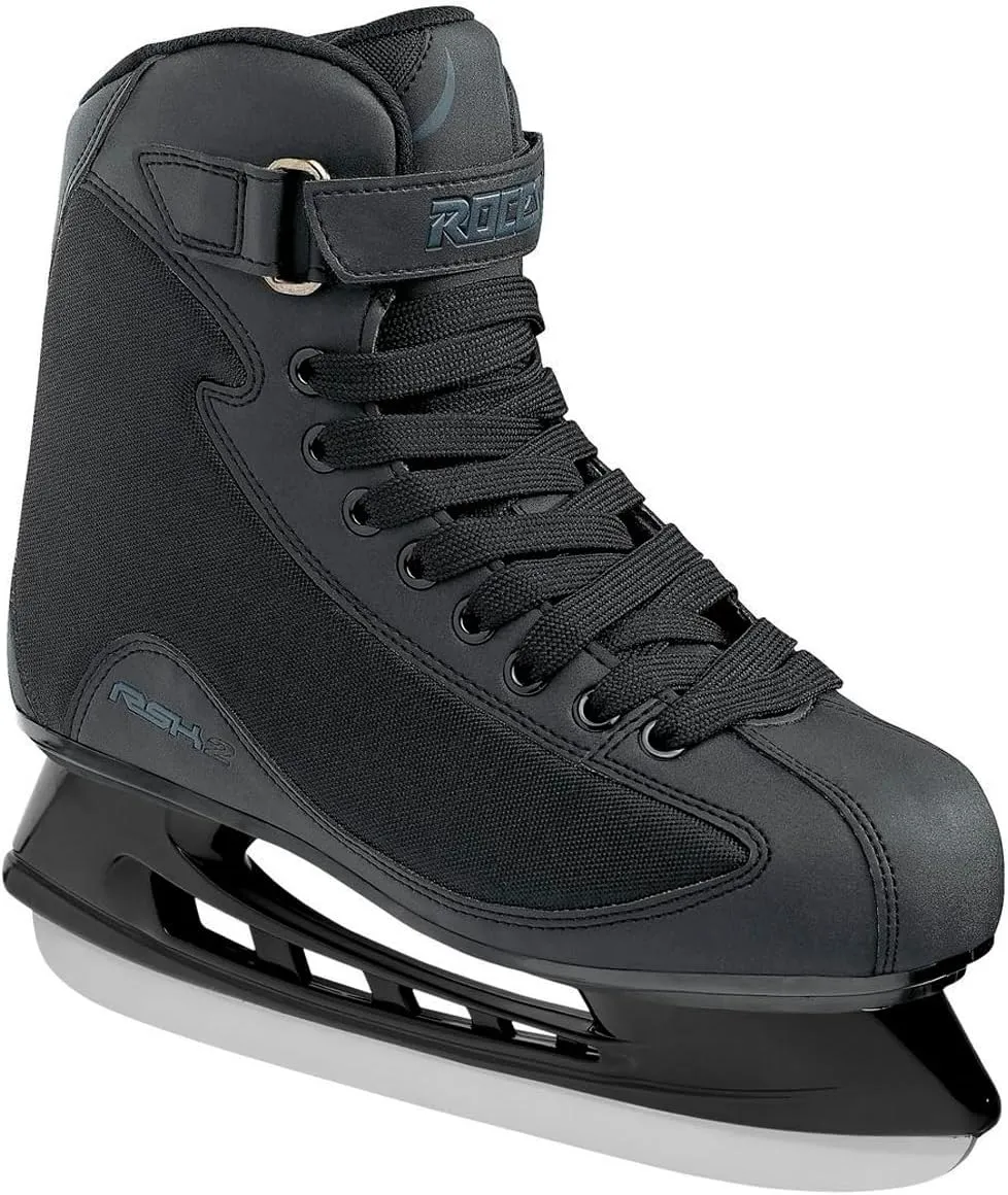 Roces Men's RSK 2 Durable Reinforced Upper Anatomic Padding Lace & Power Strap Closure Outdoor Rink Sport & Leisure Ice Hockey Skate, Stainless Steel Blades