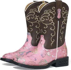Rollda Girls Cowboy Boots Glitter Western Boots Sequin Cowgirl Boots for Girls