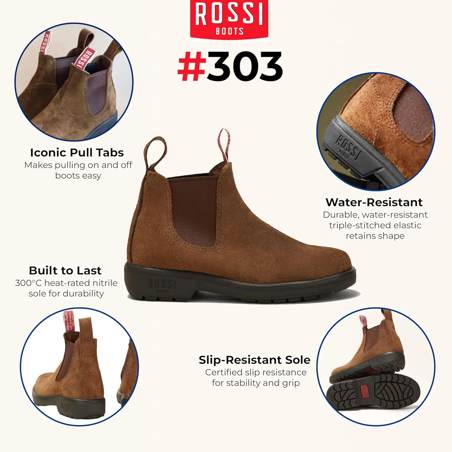 Rossi Endura 303 Leather Chelsea Australian Unisex Durable Work Ankle Boots