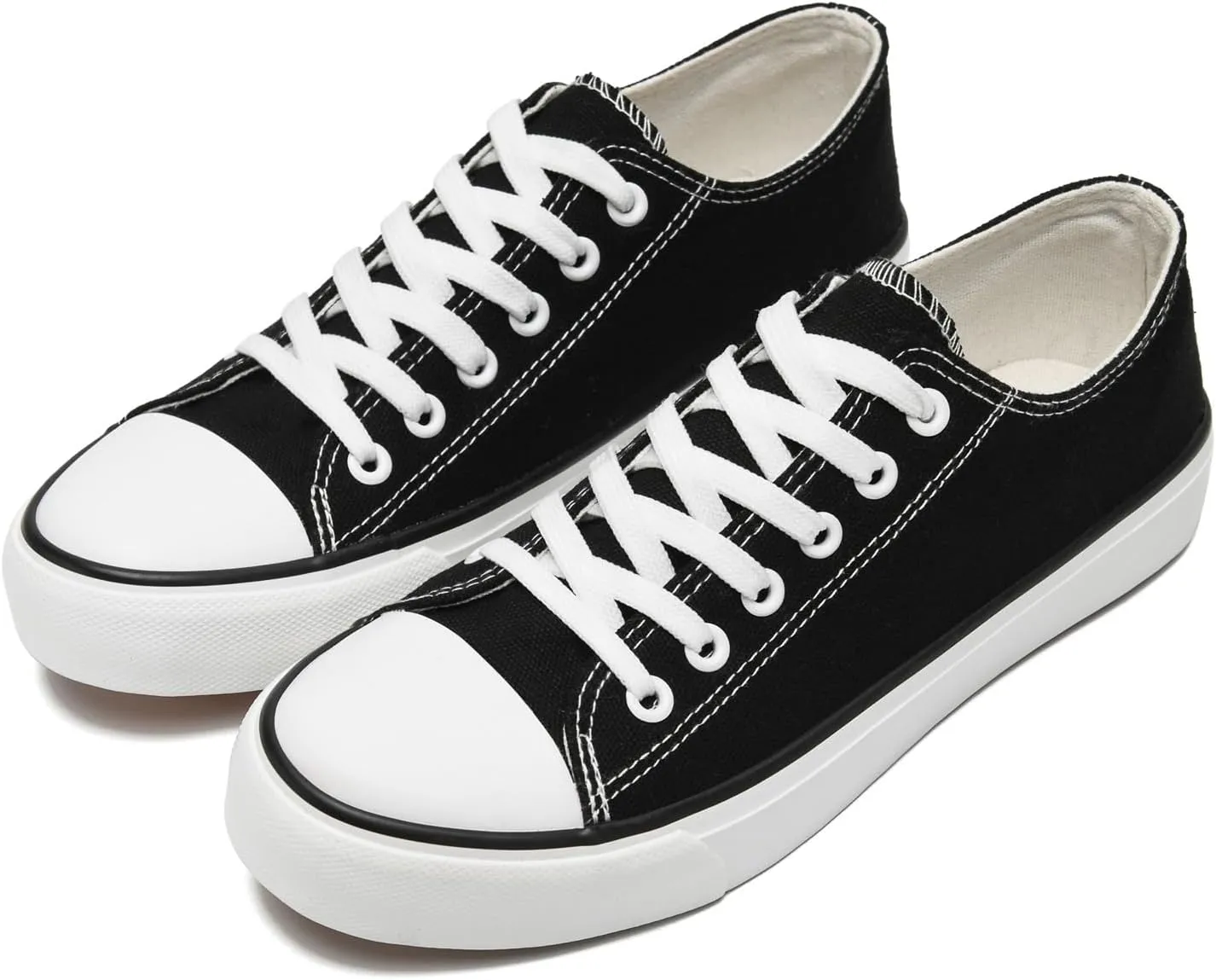 rosyclo Canvas Shoes for Women and Men, Low Top Canvas Sneakers Fashion Lace Up Comfortable Womens Classic Casual Tennis Walking Shoes