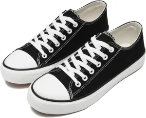 rosyclo Canvas Shoes for Women and Men, Low Top Canvas Sneakers Fashion Lace Up Comfortable Womens Classic Casual Tennis Walking Shoes