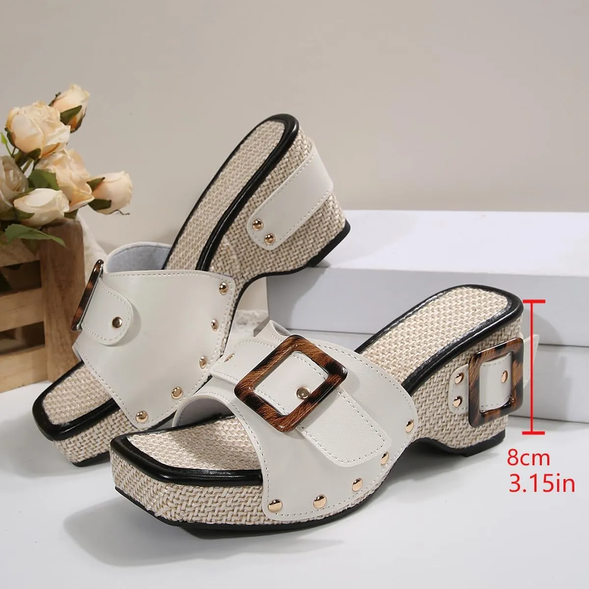 SACFOF Women’s Wedge Slide Sandals Summer Dressy Casual Platform Wedge Sandals Espadrilles Gladiator Sandals