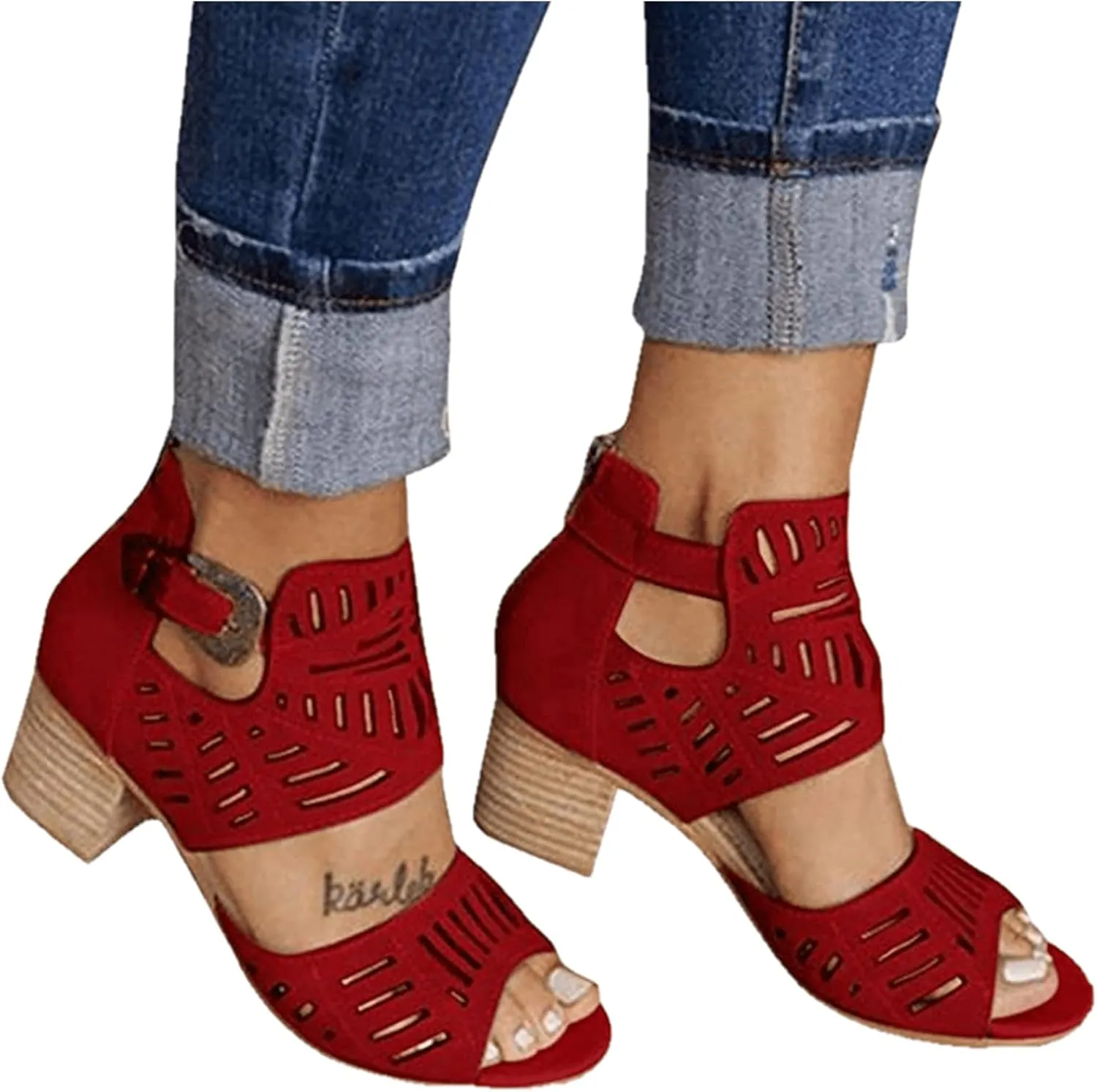 Sandals For Women Dressy Summer,Womens Chunky Heel Party Ankle Strap High Heel Sandal Casual Open Toe Strappy Sandal