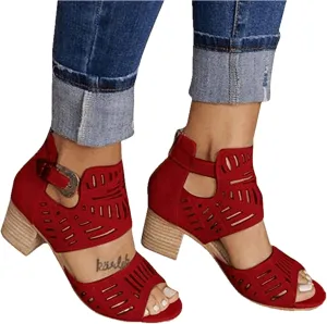 Sandals For Women Dressy Summer,Womens Chunky Heel Party Ankle Strap High Heel Sandal Casual Open Toe Strappy Sandal