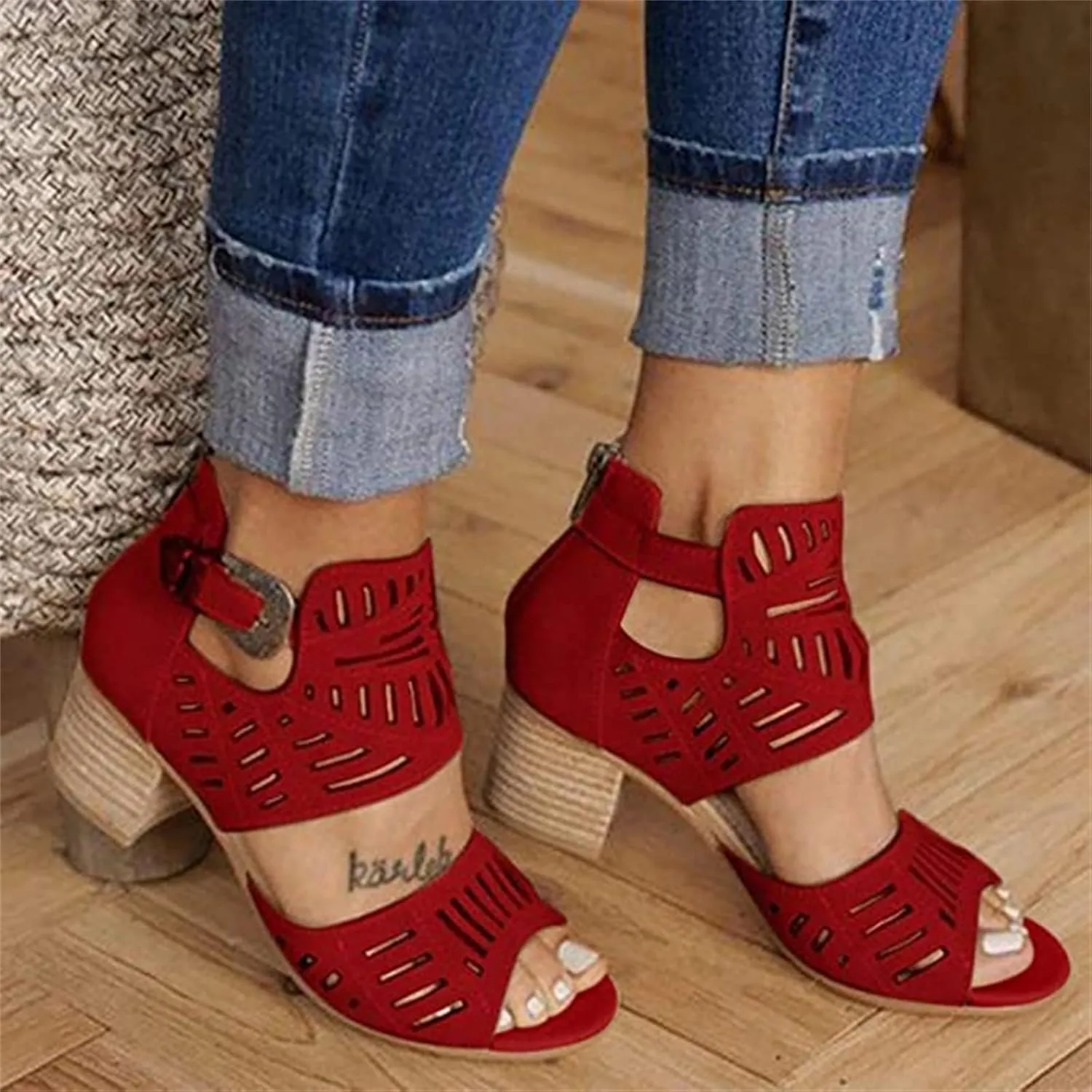 Sandals For Women Dressy Summer,Womens Chunky Heel Party Ankle Strap High Heel Sandal Casual Open Toe Strappy Sandal