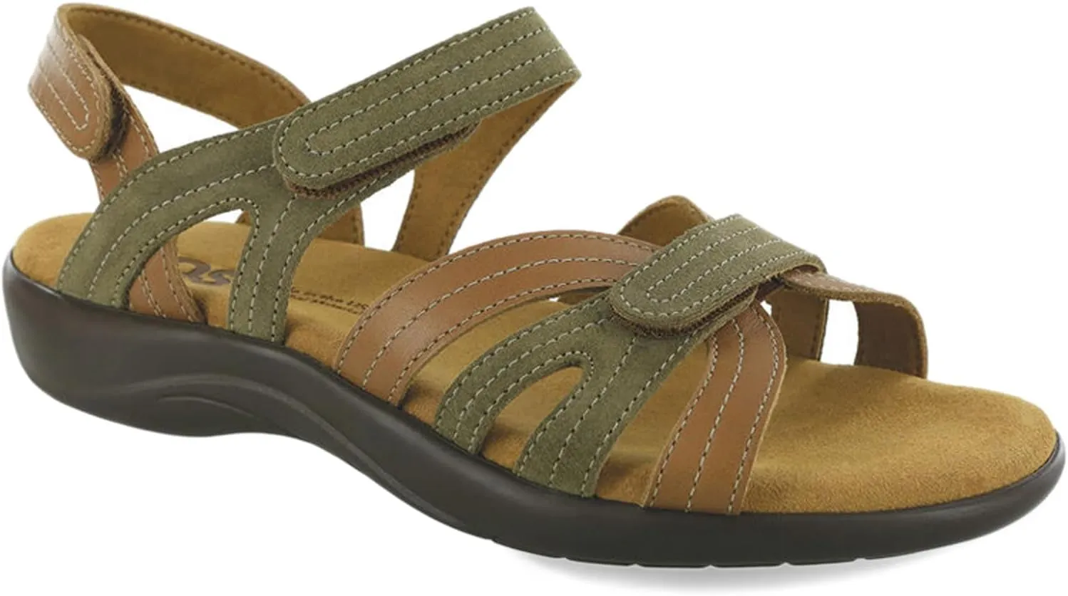 SAS Pier Leather Sandals for Women – Genuine Leather Upper – Padded Insole – Adjustable Hook-and-Loop Closure