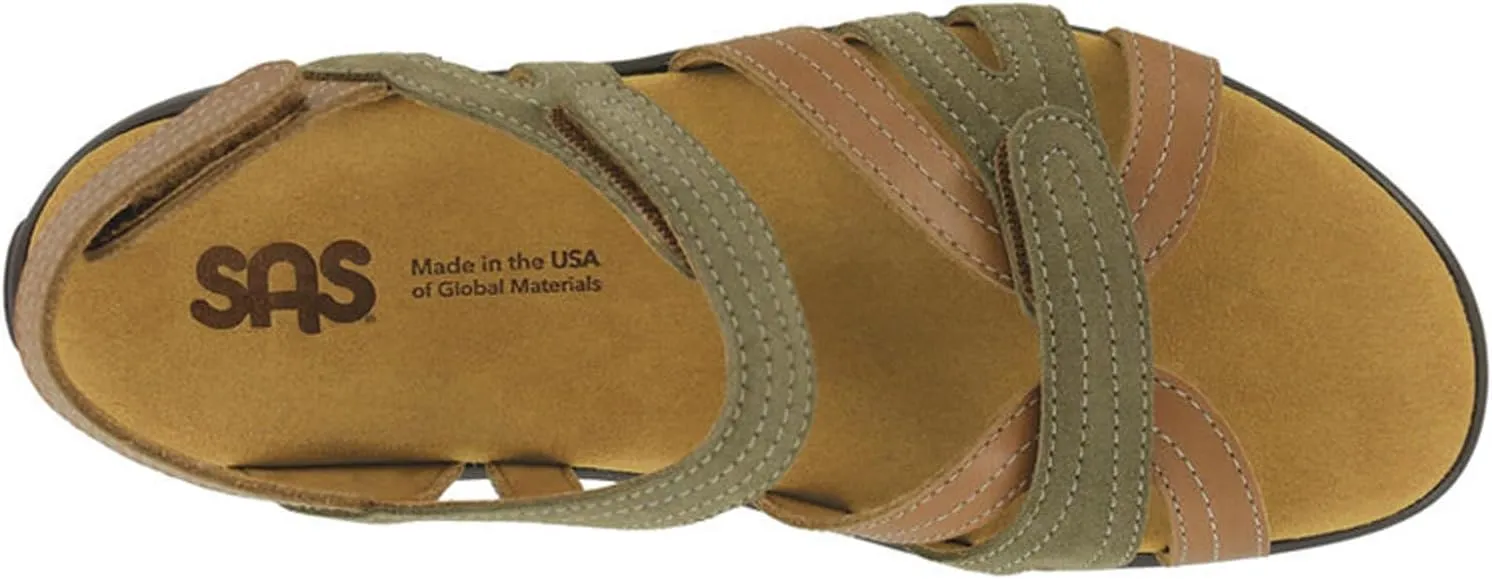 SAS Pier Leather Sandals for Women – Genuine Leather Upper – Padded Insole – Adjustable Hook-and-Loop Closure