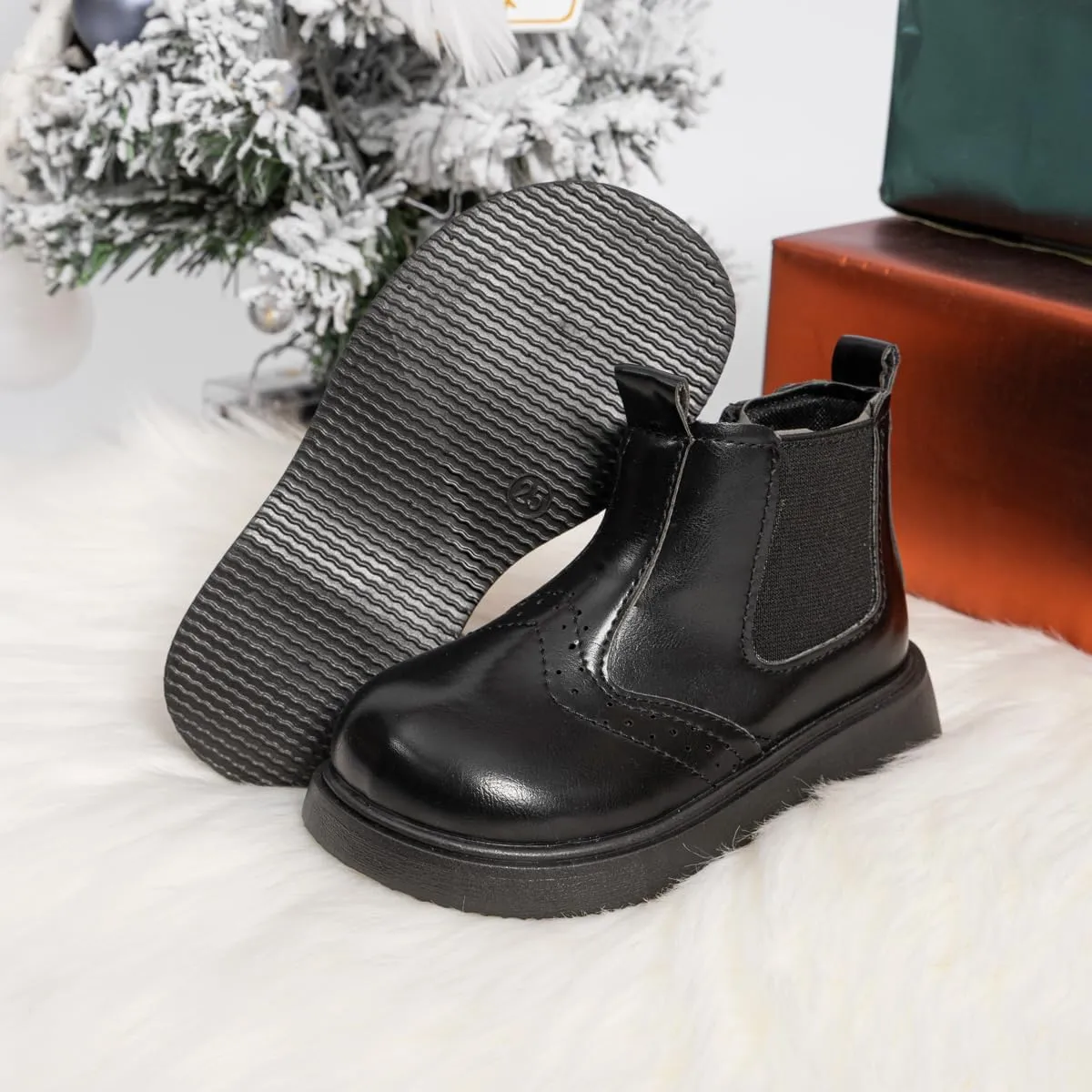 Sawimlgy Toddler Boys Girls Classic Hiking Boots PU Leather Outdoor Four Seasons Ankle Sneaker High Top Durable Rubber Sole Casual Shoes