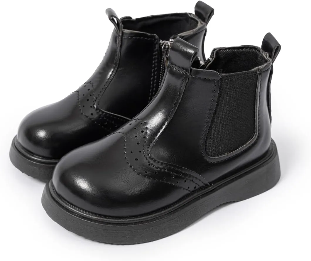Sawimlgy Toddler Boys Girls Classic Hiking Boots PU Leather Outdoor Four Seasons Ankle Sneaker High Top Durable Rubber Sole Casual Shoes
