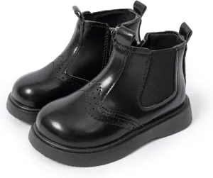 Sawimlgy Toddler Boys Girls Classic Hiking Boots PU Leather Outdoor Four Seasons Ankle Sneaker High Top Durable Rubber Sole Casual Shoes